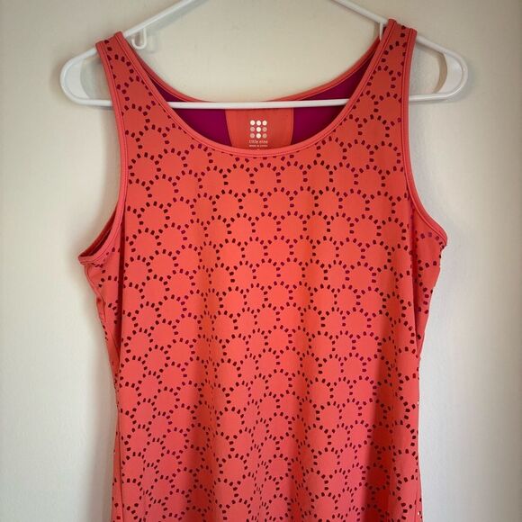 TITLE NINE Womens small Illusion Tank Dress Nimblene Laser Cut Coral Pink EUC! - Picture 2 of 10